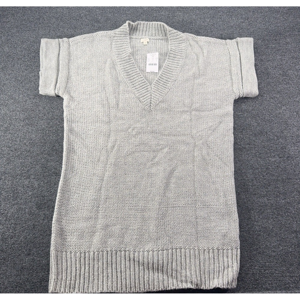 J. Crew Alpaca Wool Blend Gray V-Neck Tunic Short Sleeve Sweater Women's S NWT